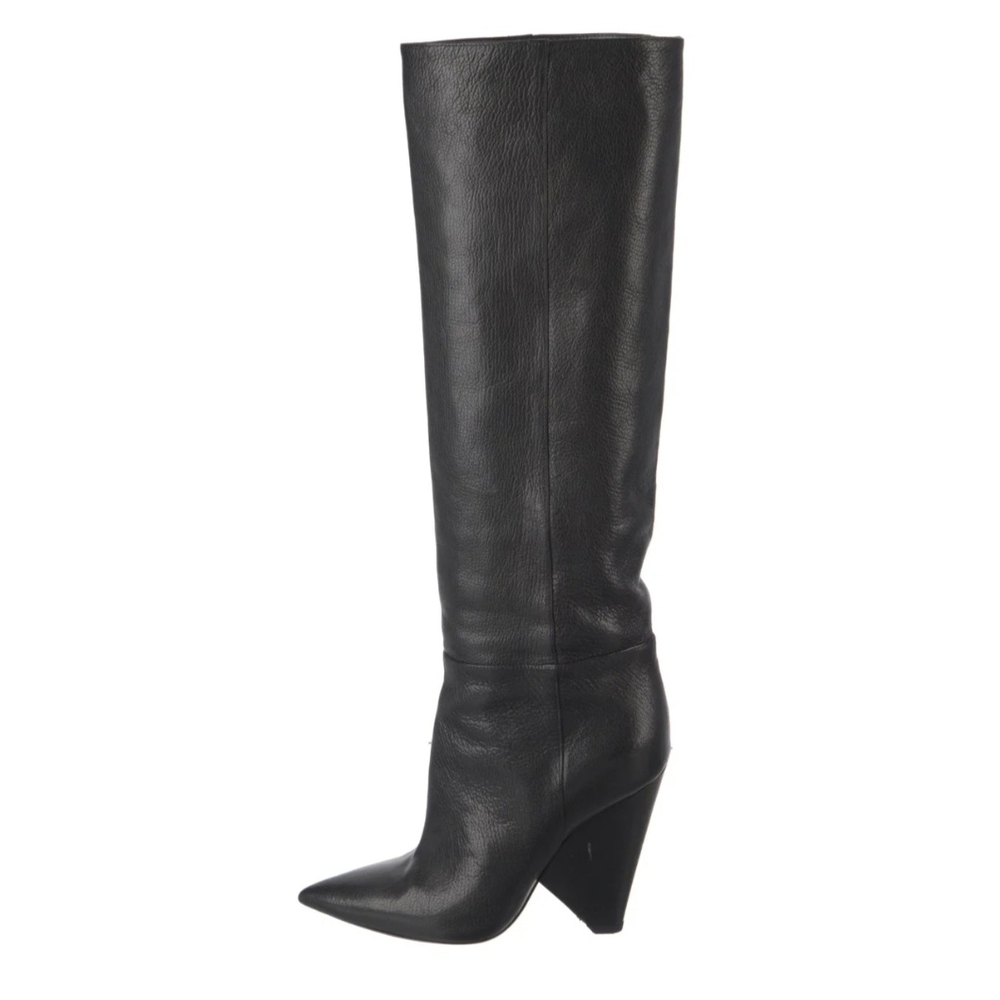 Saint Laurent: Elegant Black Leather Knee-High Boots